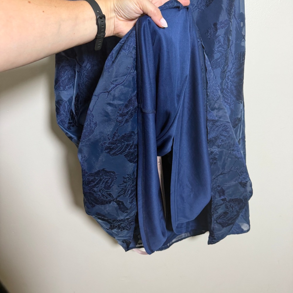 Lulus Perfected Aura Navy Jacquard Tie-Back Maxi Dress Gown XL Wedding Formal - Picture 12 of 13